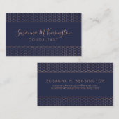 Moderne Rose Gold Foil Navy Blue Geometric Visitenkarte (Vorne/Hinten)