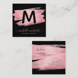 Moderne Rose Gold Foil Paint Shop Pro Salon Schwar Quadratische Visitenkarte