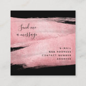 Moderne Rose Gold Foil Paint Shop Pro Salon Schwar Quadratische Visitenkarte (Rückseite)