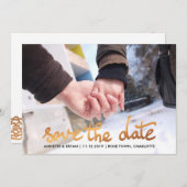 Moderne Rose Gold Foil Save the Date Drehbuch (Vorne/Hinten)
