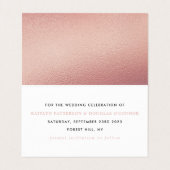 Moderne Rose Gold Foil Script ändern Datum Card Visitenkarten (Innenseite Aufgefaltet)