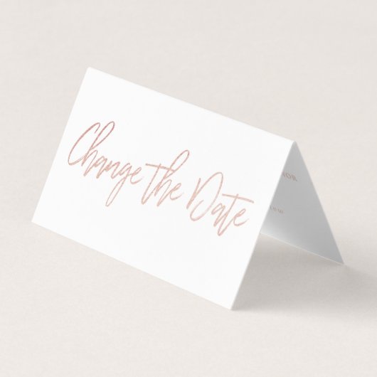 Moderne Rose Gold Foil Script ändern Datum Card Visitenkarten (Vorderseite)