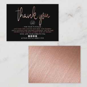 Moderne Rose Gold Foil Script Business Vielen Dank Begleitkarte