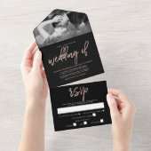 Moderne Rose Gold Foil Script Hochzeit All In One Einladung (Abreißtisch)