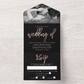 Moderne Rose Gold Foil Script Hochzeit All In One Einladung (Innen)