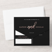 Moderne Rose Gold Foil Script Hochzeit All In One Einladung (Rückseite)
