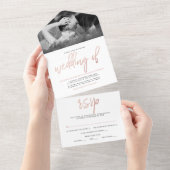 Moderne Rose Gold Foil Script Hochzeit All In One Einladung (Abreißtisch)