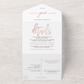 Moderne Rose Gold Foil Script Hochzeit All In One Einladung (Außenbereich)