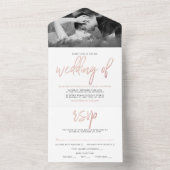 Moderne Rose Gold Foil Script Hochzeit All In One Einladung (Innen)