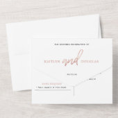 Moderne Rose Gold Foil Script Hochzeit All In One Einladung (Rückseite)