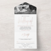 Moderne Rose Gold Foil Script Hochzeit All In One Einladung (Innen)