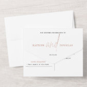 Moderne Rose Gold Foil Script Hochzeit All In One Einladung (Rückseite)