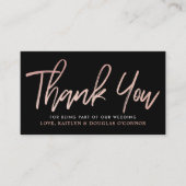 Moderne Rose Gold Foil Script Hochzeit Vielen Dank Begleitkarte (Vorderseite)