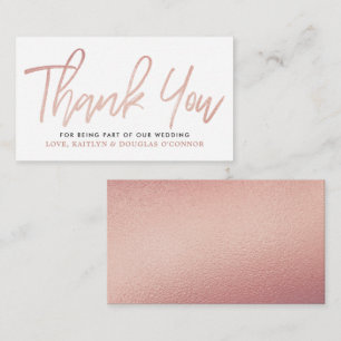 Moderne Rose Gold Foil Script Hochzeit Vielen Dank Begleitkarte