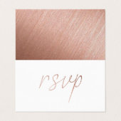 Moderne Rose Gold Foil Script mit Foto RSVP Card Visitenkarten (Außenseite Aufgefaltet)