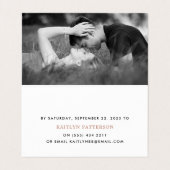 Moderne Rose Gold Foil Script mit Foto RSVP Card Visitenkarten (Innenseite Aufgefaltet)