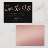 Moderne Rose Gold Foil Script Save the Date Begleitkarte (Vorne/Hinten)