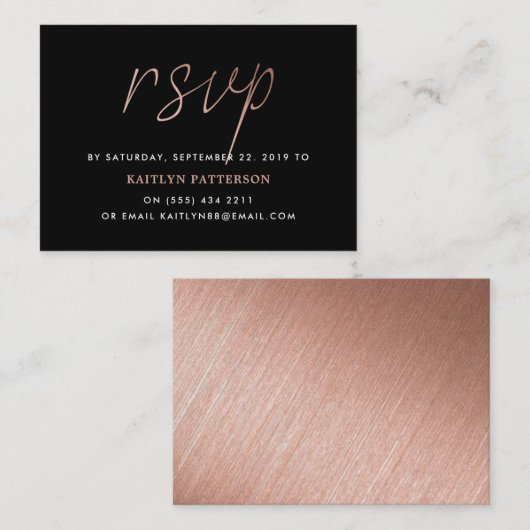 Moderne Rose Gold Foil Script UAWG Begleitkarte (Vorne/Hinten)