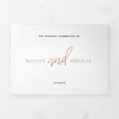 Moderne Rose Gold Foil Script Wedding Suite Dreifach Gefaltete Einladung (Cover)