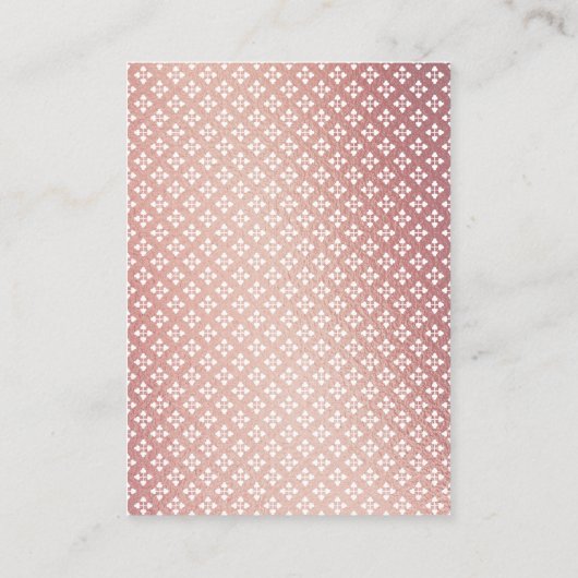 Moderne Rose Gold Foil Skriptkarten Begleitkarte (Rückseite)