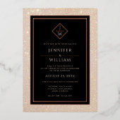 Moderne Rose Gold Formal Classic Elegante Folieneinladung (Vorderseite)