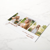Moderne Rose Gold Foto Abschluss Folieneinladung (Gedreht)