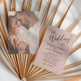 Moderne Rose Gold & Foto Hochzeit Einladung