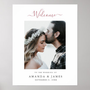 Moderne Rose Gold Foto Hochzeit Willkommen Poster