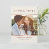 Moderne Rose Gold Foto QR Code Save the Date Karte (Stehend Vorderseite)