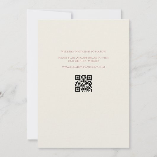 Moderne Rose Gold Foto QR Code Save the Date Karte (Rückseite)