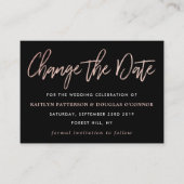 Moderne Rose-Gold-Fotoleiterschrift ändert das Dat Begleitkarte (Vorderseite)