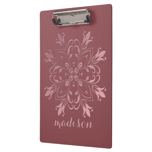 Moderne Rose Gold Geblüht Klemmbrett (Links)