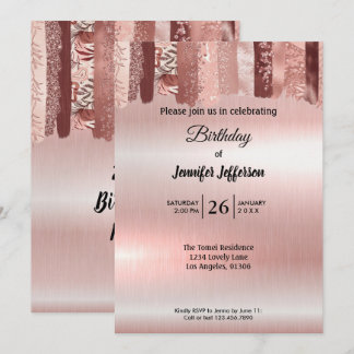 Moderne Rose Gold Geburtstagsfeier Einladung