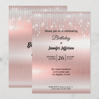 Moderne Rose Gold Geburtstagsfeier Einladung