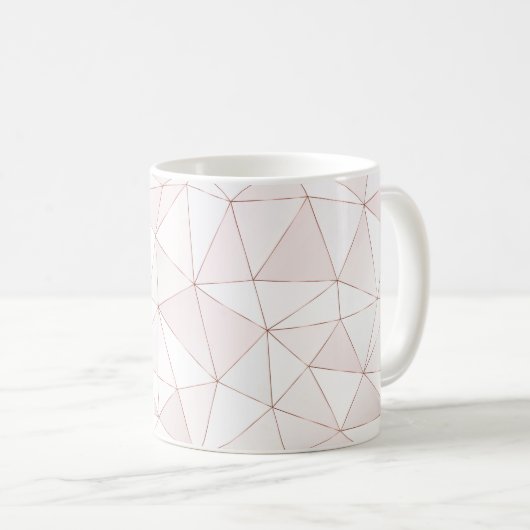 Moderne Rose Gold Geometric Abstrakt Monogram Kaffeetasse (VorderseiteRechts)