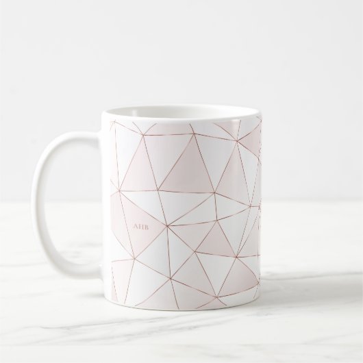 Moderne Rose Gold Geometric Abstrakt Monogram Kaffeetasse (Links)