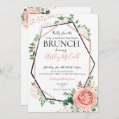 Moderne Rose Gold Geometric Brautparty laden ein Einladung (Vorne/Hinten)