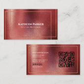 Moderne Rose Gold Geometric QR Code Beruflich Visitenkarte (Vorne/Hinten)