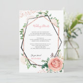 Moderne Rose Gold Geometric Wedding Card Einladung (Stehend Vorderseite)