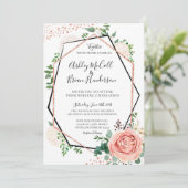 Moderne Rose Gold Geometric Wedding Einladung (Stehend Vorderseite)