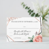 Moderne Rose Gold Geometric Wedding RSVP Einladung (Stehend Vorderseite)