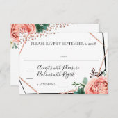 Moderne Rose Gold Geometric Wedding RSVP Einladung (Vorne/Hinten)