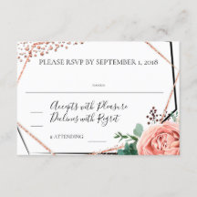 Moderne Rose Gold Geometric Wedding RSVP
