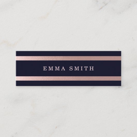 Moderne Rose Gold gestreifter Chic Mini Visitenkarte (Vorderseite)