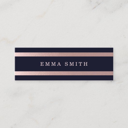 Moderne Rose Gold gestreifter Chic Mini Visitenkarte (Vorderseite)