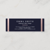 Moderne Rose Gold gestreifter Chic Mini Visitenkarte (Rückseite)