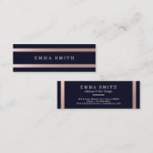 Moderne Rose Gold gestreifter Chic Mini Visitenkarte (Vorne/Hinten)