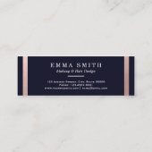 Moderne Rose Gold gestreifter Chic Mini Visitenkarte (Rückseite)