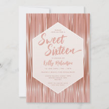 Moderne Rose Gold Girly Script 16 . Geburtstag
