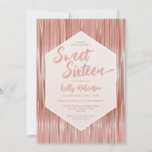 Moderne Rose Gold Girly Script 16 . Geburtstag Einladung